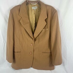 L.L. Bean Classic Brown Wool & Cashmere Blazer Vintage 90s